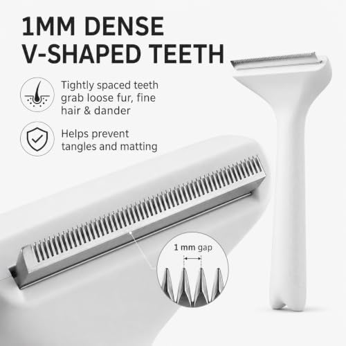 Pet Shedding Comb - Safe ABS Material Deshedding Brush, V-Shaped 1mm Close Teeth, Gentle on Skin, Effortlessly Removes Loose Undercoat & Prevents Matting, Suitable for All Fur Types