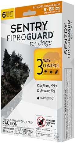 SENTRY PET CARE Fiproguard Flea & Tick Squeeze-On for Dogs Upto 22 lbs, 6-PACK