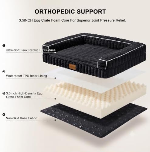 Orthopedic Medium Dog Bed Furry Pet Bed, Washable Cover 30''X20''