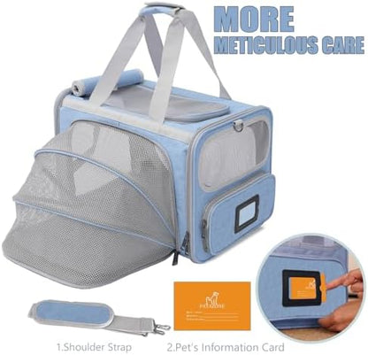 Small Dog Carriers Airline Approved,Blue Cats Travel Bag,Personality,Expandable,Ventilated,Sturdy Pets Carriers Rabbits Bunny Puppies Cage Small Animals Outdoor Carry Kennel