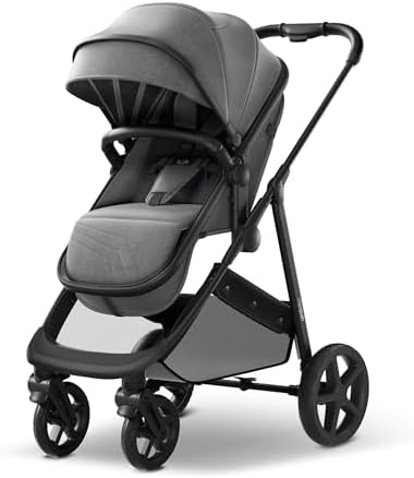 Mompush Wiz 2-in-1 Bassinet Stroller Reversible Seat, One-Hand Fold, Grey
