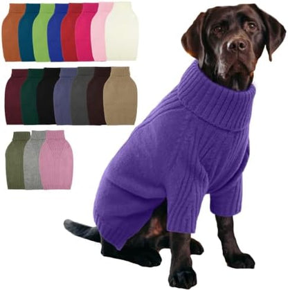 IECOii XXL Dog Sweater,Thermal Knit Turtleneck Big Dog Sweater with Sleeve