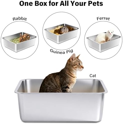 Stainless Steel Litter Box,Metal Cat Litter Box,Medium Cat Litterbox