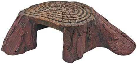 Reptile Hideouts,Resin Reptile Cave Habitat for Leopard Geckos, Lizards, Turtles, Snakes and Amphibians. (Tree Stump Platform, Large)