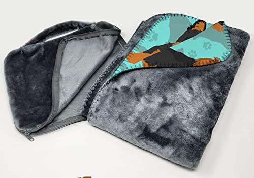Caroline's Treasures MLM1024TBLT Black and Tan Yorkie Soft Travel Blanket with Bag Airplane Blanket, Indoor Outdoor Camping Blanket for Traveling, Picnics, Beach Trips, Concerts