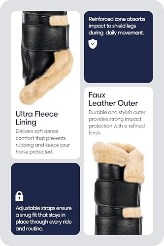 Equinavia Vali Fleece Horse Boots Set, Protective Tendon Boots for Horses