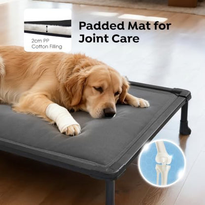 Veehoo Chew Proof Elevated Dog Bed, Padded Indestructible Raised Dog Cot