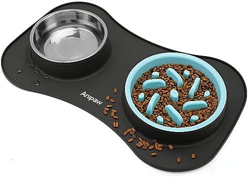 Slow Feeder Dog Bowls 3 in 1 Stainless Steel Food Water Bowl to Slow Eating