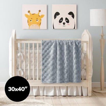 Americanflat 30x40 Jacquard Kids Throw Blanket - Soft and Breathable Mini Fleece Throw Blanket for Couch, Bed, Chair - Fleece Blankets Perfect for Home, Bedroom, Outdoor - Checkered Design in Gray