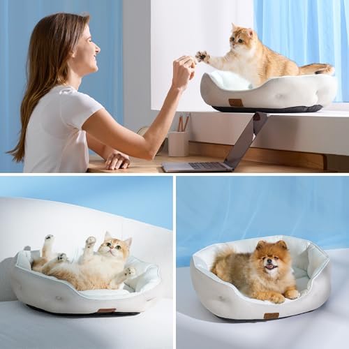 Bedsure AeroFrost™ Cooling Small Dog Bed, Round Washable, 25In Arctic Blue