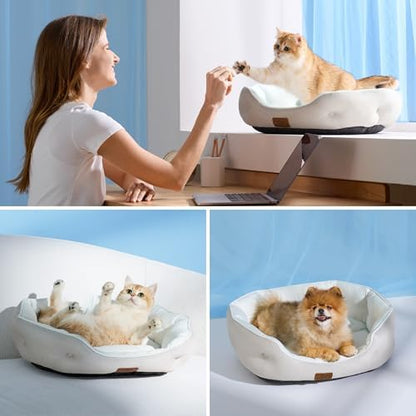 Bedsure AeroFrost™ Cooling Small Dog Bed, Round Washable, 25In Arctic Blue