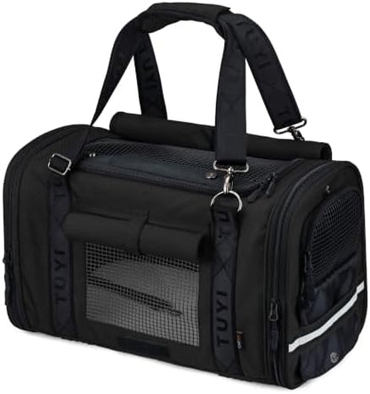 Soft-Sided Cat Carrier for Anxious Cats, Privacy Flaps 17x9.5x10.5in | 1680D Nylon, Metal Hardware, Reinforced Resin Mesh, Locking Zippers & Anti-Sag Base for Vet, Car and Under-Seat Air Travel.