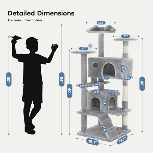 DUMOS 54 Inch Cat Tree Tower with Scratching Posts