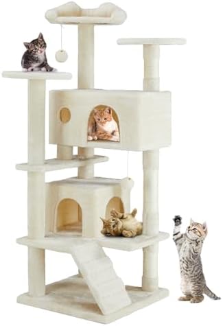 DUMOS 54-inch Cat Tree Tower with Scratching Posts, Indoor Use