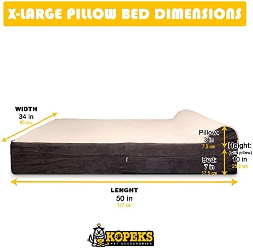 KOPEKS Dog Bed Replacement Cover Memory Foam Beds - Plush Brown - Extra Large (Jumbo Size) (KPS-1095)