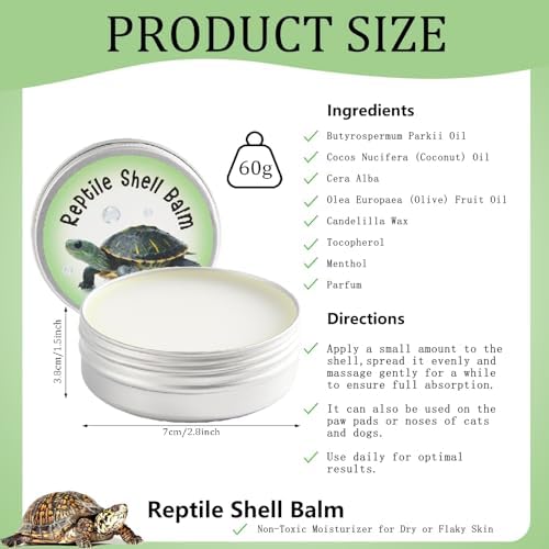 Reptile Shell Balm 2 oz Turtle Shell Care Conditioner Skin Moisturizer Cream for Tortoise Habitat Accessories, Lizard, Reptiles in Dry Environment Prevent Skin Dryness on Basking Platform, Tank, Rock
