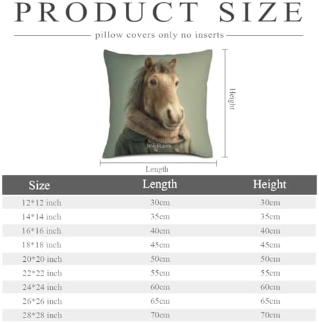 InkRain Winter Animal Cute Horse Pillow Cover 28x28 Inch Set of 2 Home Decor Decorative Cotton Linen Illustration Pillowcases for Living Room House Sofa