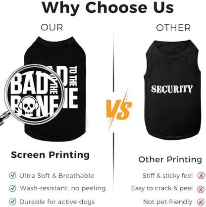 BINGPET Bad to The Bone Dog Shirt, Soft Cotton T-Shirt, Halloween Costumes