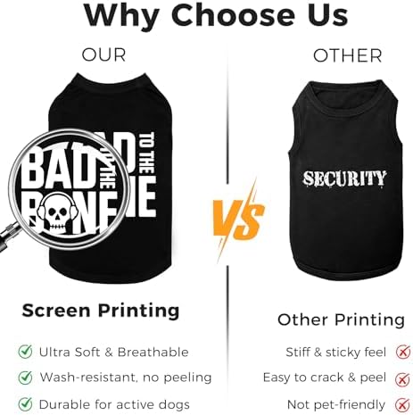 BINGPET Bad to The Bone Dog Shirt, Soft Cotton T-Shirt, Halloween Costumes