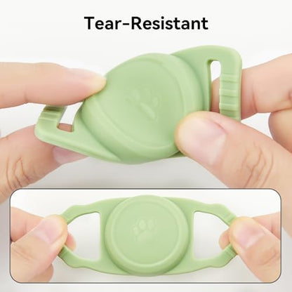 GOCII for Airtag Dog Collar Holder 2 Pack,Waterproof Dog Collar Holder for Apple AirTag(Gen 1 & 2),Silicone Air Tags Case for Dog Collars(Light Green)