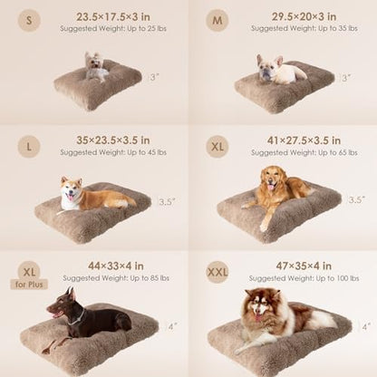 EHEYCIGA Fluffy Dog Crate Bed, Plush Extra Large Plus Dog Pillow, Camel