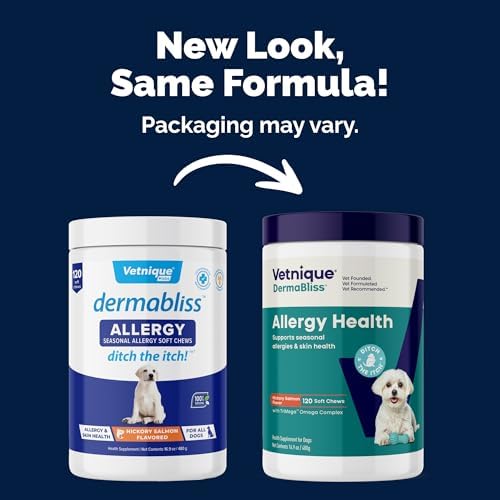 Vetnique Dermabliss Dog Allergy Chews for Itch Relief, Skin & Coat 120ct