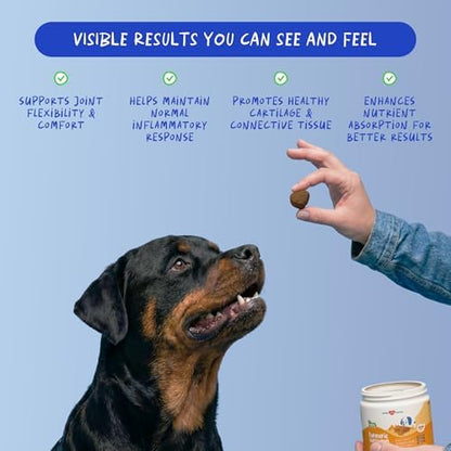 Turmeric for Dogs 90 Soft Chews - Joint, Anti-Inflammatory & Collagen