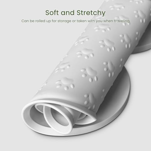 PWTAA Dog Food Mat Anti-Slip Silicone Dog Bowl Mat Thicker Pet Placemat Waterproof Cat Feeder Pad with Raised Edge Puppy Kitten Feeding Mats Suitable Small Medium-Sized Dogs Cats Eating Tray
