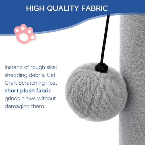 Cat Craft 41" Tall Cat Scratching Post for Large Cats, Light Grey