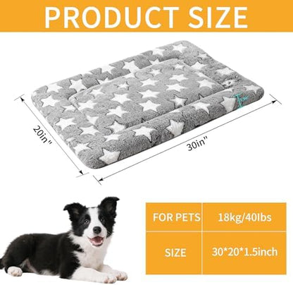 Dog Bed Mat, Reversible Crate Pads for Small/Medium/Large Dogs & Cats Sleeping, Portable & Soft, Dog Beds Crate Pad (Grey, M(30"*20"*1.5"))