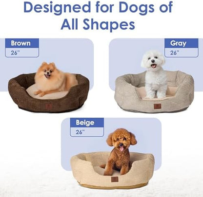 AKC 26" Round Cuddler Dog Bed, Plush Popcorn Texture, Tan