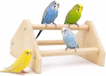 Wood Chicken Perch,Strong Pine Wooden Chick Training Perch with 3 Roosting Bar,Gym Perch Toys for Baby Chicks & Parrots,Easy to Assemble