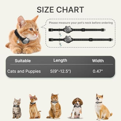 AirTag Cat Collar, Reflective Breakaway Cat Collar, Hidden Holder with Bell