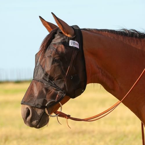 Cashel Quiet Ride Horse Fly Mask with Long Nose, Black, Arabian