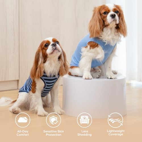 KYEESE 2Pack Cotton Dog Shirt for Small Medium Dogs Soft Striped Tank Top