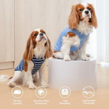 KYEESE 2Pack Cotton Dog Shirt for Small Medium Dogs Soft Striped Tank Top