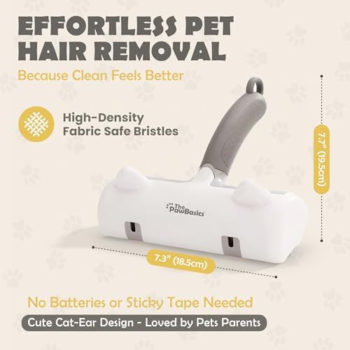 Pet Hair Remover Roller - Reusable Lint Roller for Dog and Cat Hair, Easy to Clean Electrostatic Pet Hair Removal Tool with Ergonomic Grip for Bedding, Couch, Carpet and Car Interiors