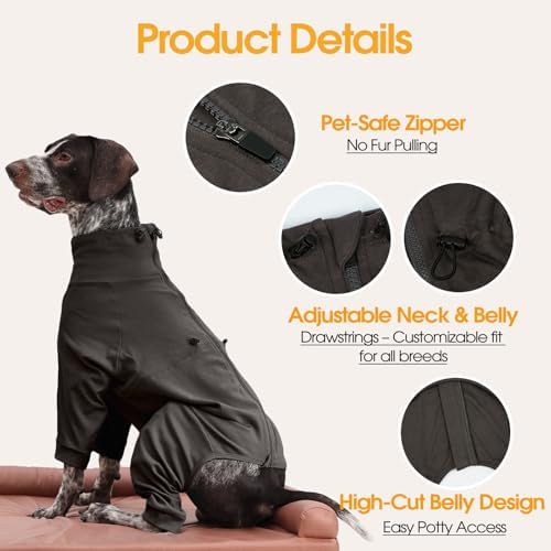 Adjustable Recovery Suit for Small Dogs, Dog Pajamas, Grey, XS
