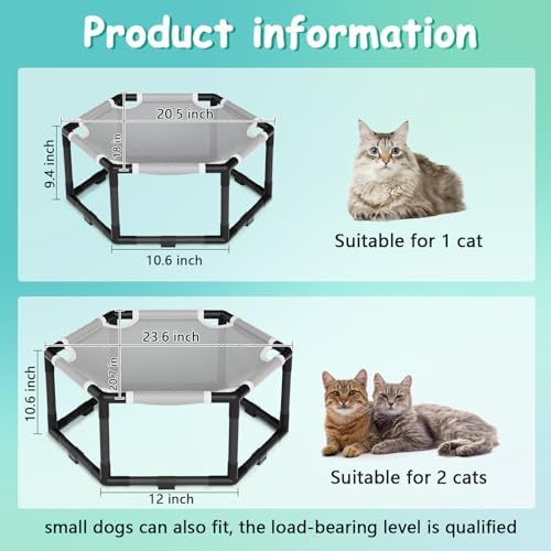 Tresbro Elevated Cat Hammock Bed, Hexagon Raised Cat Swing Bed Chair Cot