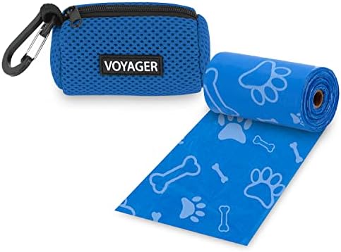 Best Pet Supplies Dog Poop Bag Holder Leash Attachment with Reusable Dispenser for Travel, Walking, Park, and Outdoor Use, Durable with Clip-On - Royal Blue, Mesh Dispenser w/15 Bags