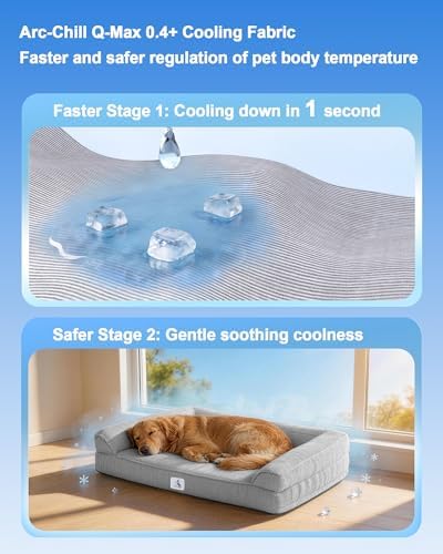 Cooling Dog Bed Orthopedic for Large Dogs ＆ Instant Chill ＆Egg Crate Foam
