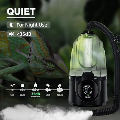 Coospider 3.8L Reptile Fogger Mister, Quiet Reptile Humidifier for Reptiles Tank, Terrarium Humidifiers with Extended Tube, Automatic Reptile Misting System for Reptiles Amphibians Herps Vivarium