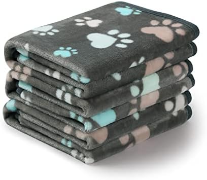 Luciphia 1 Pack 3 Blankets Fluffy Premium Fleece Pet Blanket Flannel Paw Printed Throw for Dog Cat(Large 41x31'', Grey)