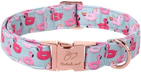 Adjustable Summer Dog Collar - Cute Pink Flamingo Dog Collars for Giant Large Dogs, Durable Boy Girl Dogs Heavy Duty Metal Buckle Collar XL