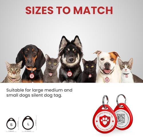QR Code Cat Tags Personalized Small, Real-time Alerts, Red
