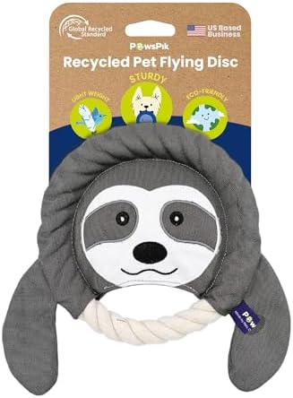 PAWSPIK 2-in-1 Flying Disc & Tug-of-War Dog Toy, Sleepy Sloth