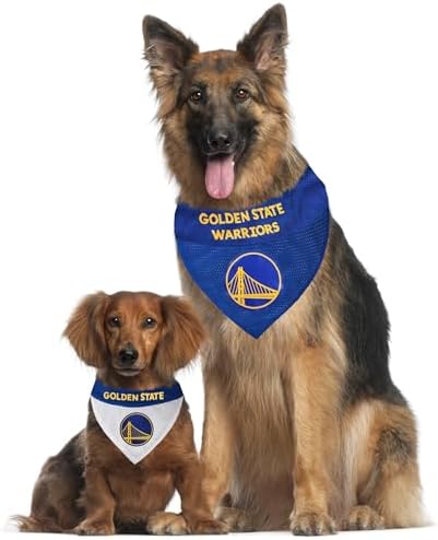 Pets First NBA Golden State Warriors Reversible Bandana Size XX-Large for Dogs & Cats. 2 Sided Sports Bandana, Premium Embroidery Team Logo, Many NBA Teams Available