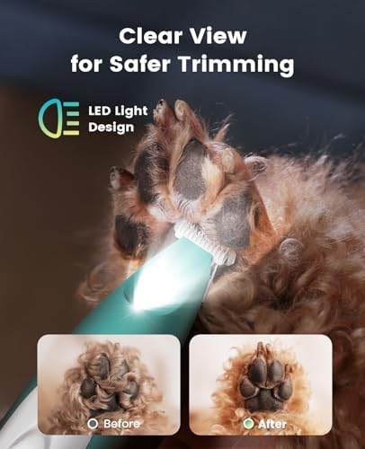 oneisall Low-Noise Dog Paw Trimmer with LED Light (Green)