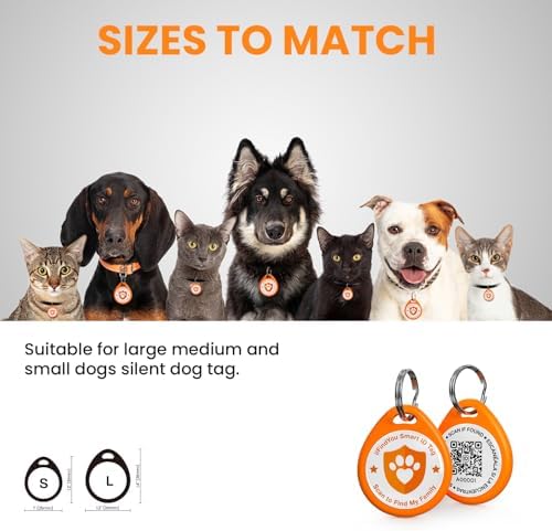 QR Code Cat Tags Personalized Small, Real-time Alerts, Orange