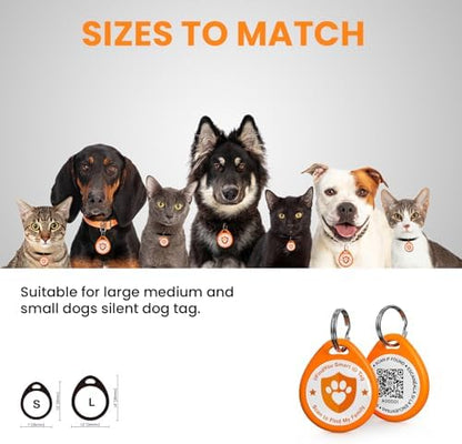 QR Code Cat Tags Personalized Small, Real-time Alerts, Orange
